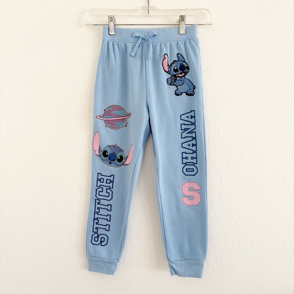 Disney Blue Stitch Kids Embroidered Sweatpants Joggers Size 6/6x Size Small
